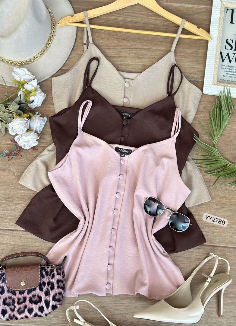 BLUSA TIRAS BOTONES FORRADOS ADELANTE VY2789