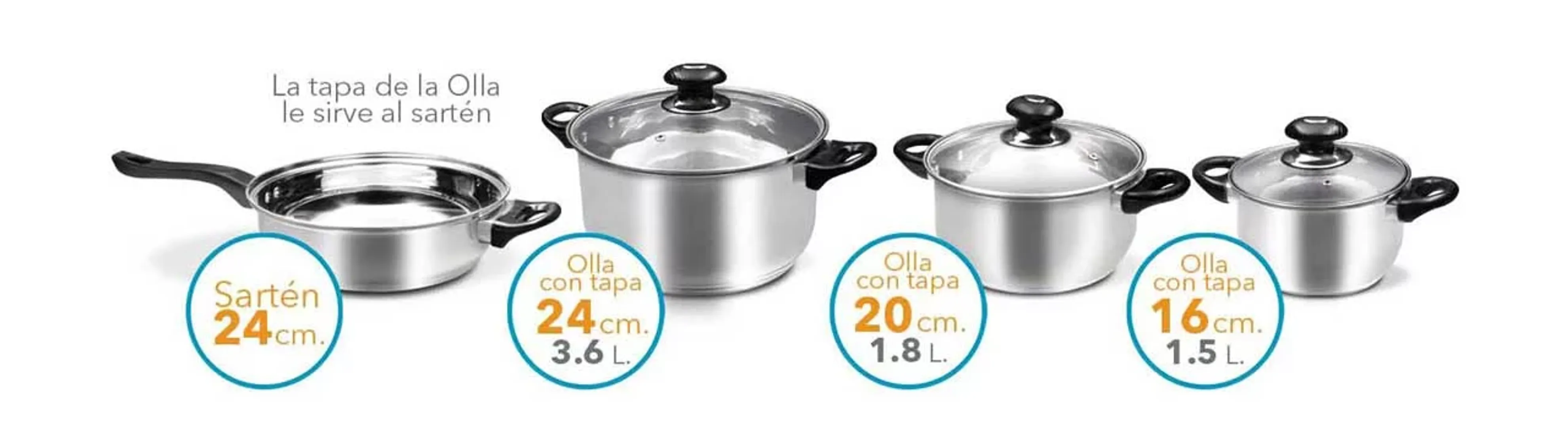 BATERIA ACERO 7 PIEZAS TV HOME ELEMENTS	