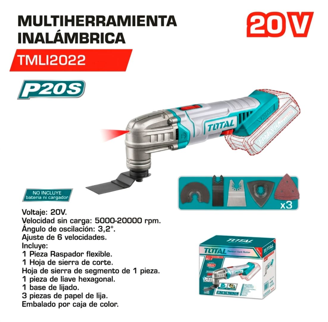 SIERRA MULTIFUNCIONAL INALÁMBRICO 20V + ACCESORIOS