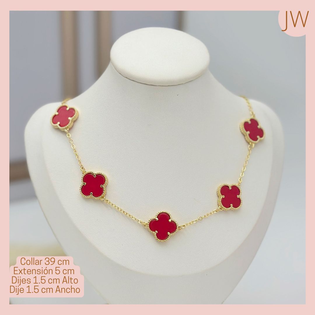 Cadena Trebol Plano Baño en Rodio