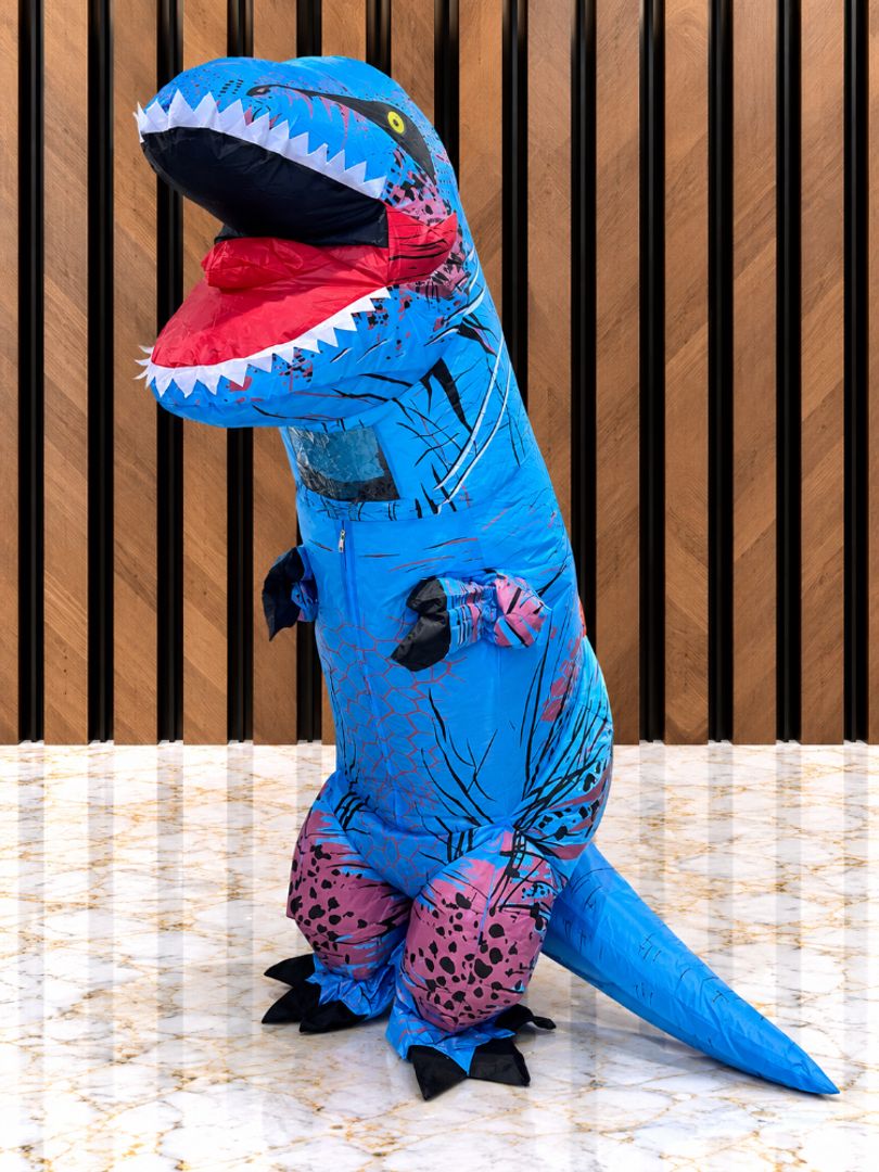 DISFRAZ NIÑO INFLABLE DINOSAURIO AZUL