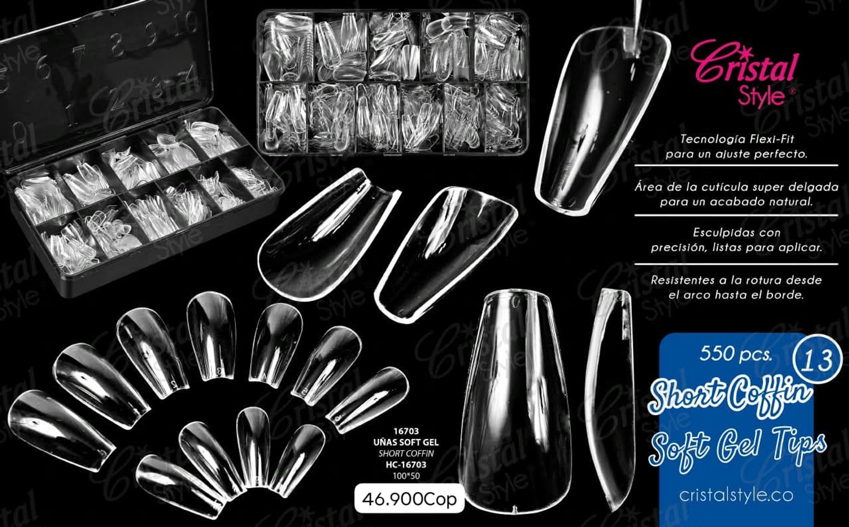 Uñas soft gel coffin × 550Pcs
