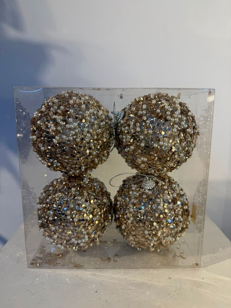 BAMBALINA X 4 DE 10 CM ORO ROSA CON PIEDRERIA
