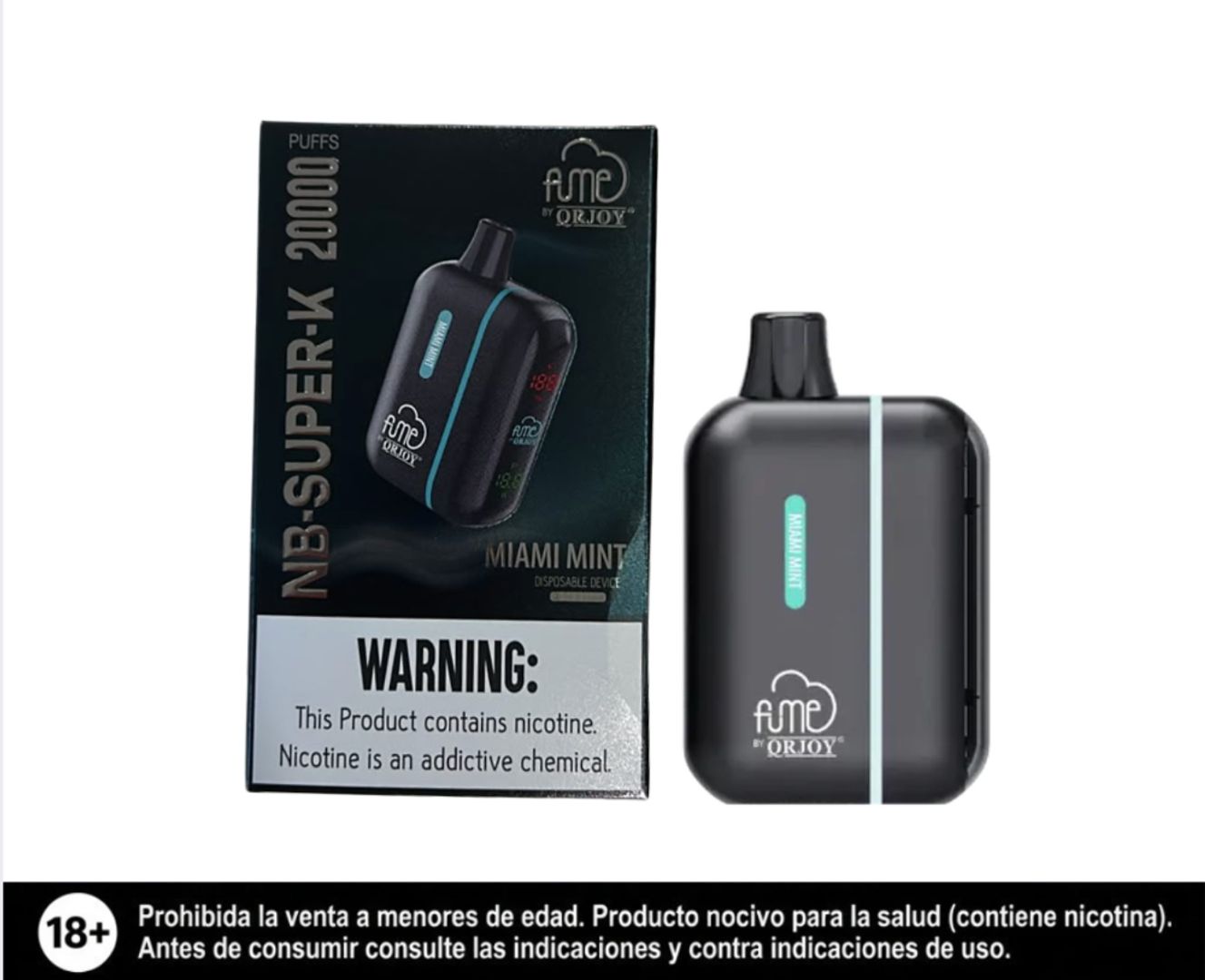 Fume Kit Nb Super K Miami Mint - Bateria Y Pod 20.000 Puffs