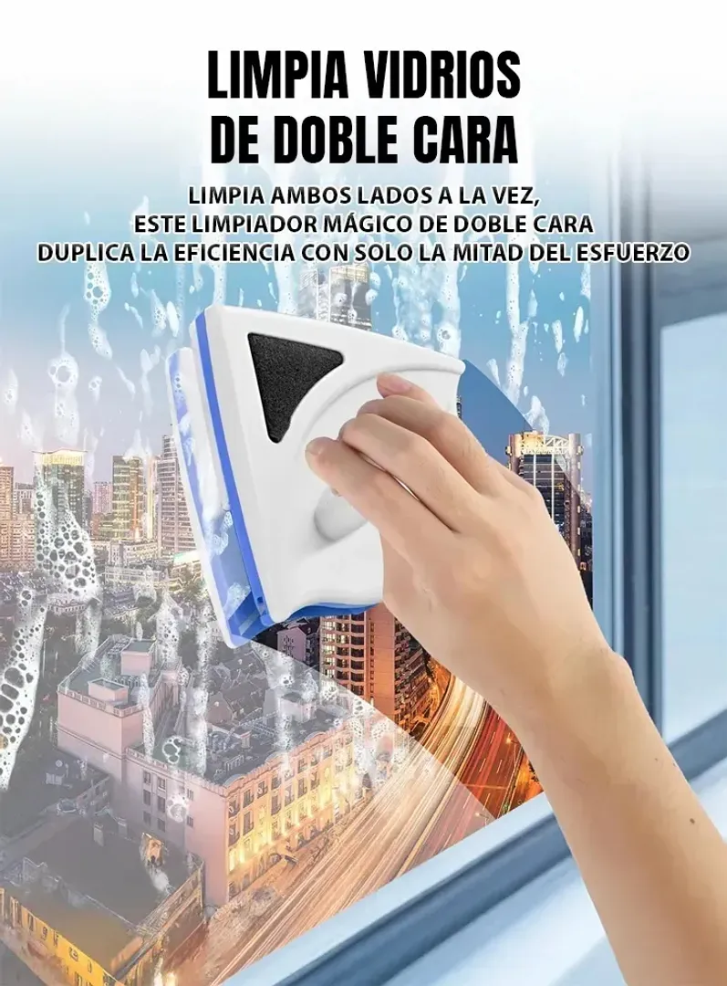 LIMPIADOR MAGNETICO DOBLE CARA DE VIDRIOS Y VENTANAS GLASS CLEAN