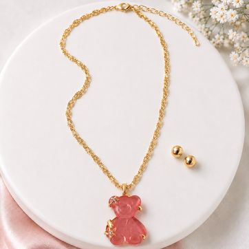 Imagen del producto Collar Rodio Dije Acrilico Gomita osito FUCSIA