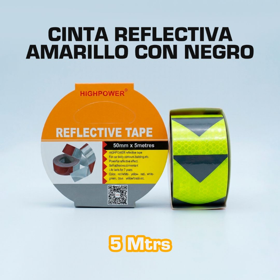 CINTA REFLECTIVA AUTOADHESIVA 50MMX5MTS NEGRO/AMARILLO