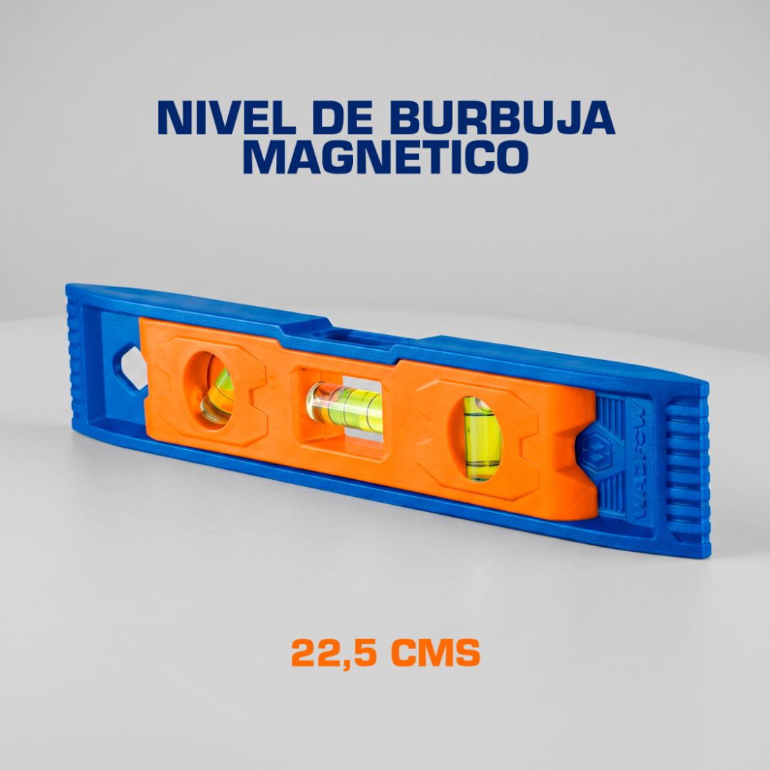 NIVEL DE BURBUJA MAGNETICO 22,5 CMS MINI