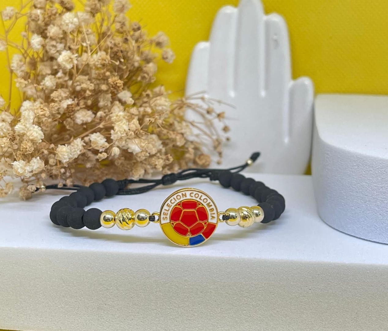 Pulsera placa seleccion colombia colors balin 5mm liso y balin 6mm italy