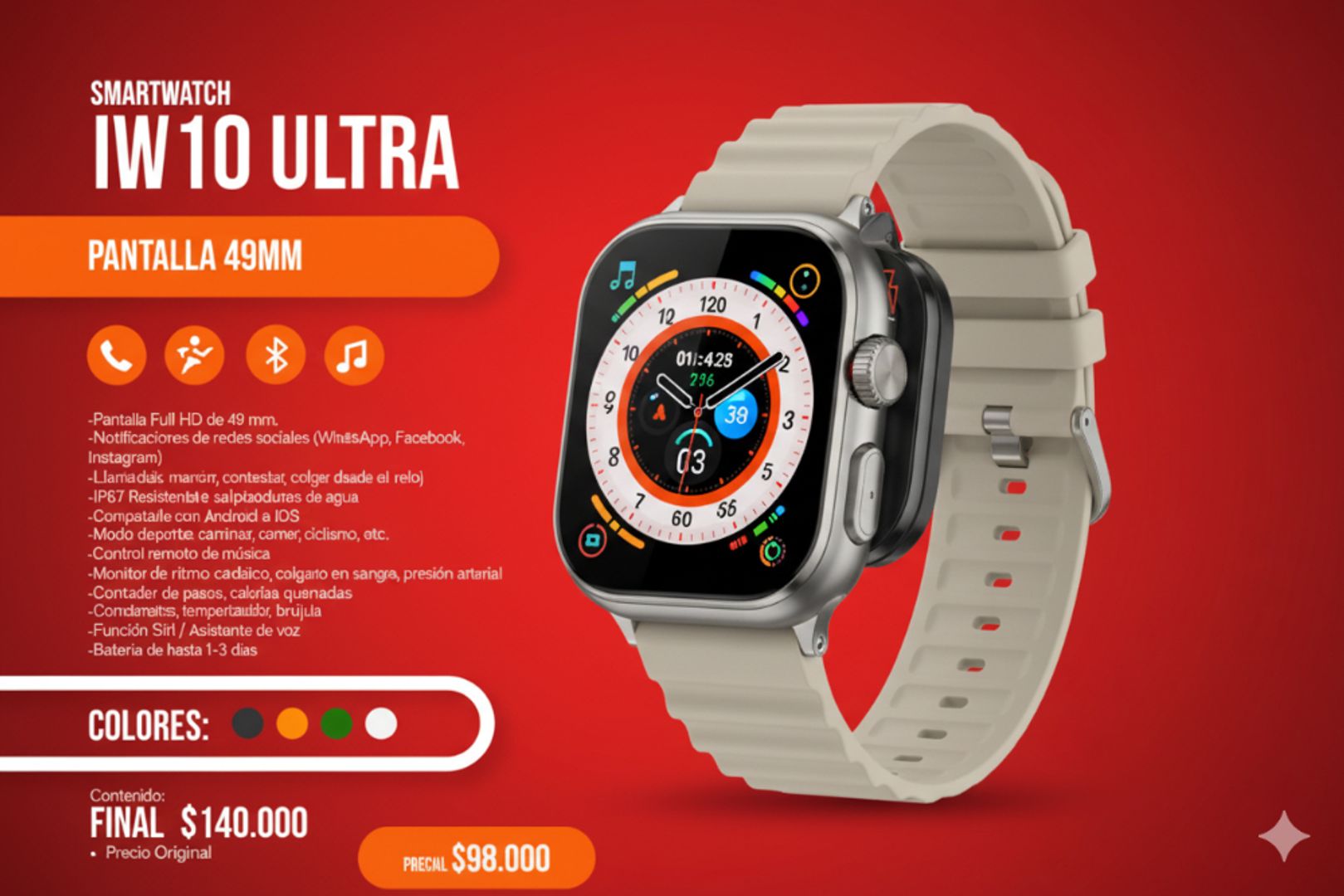 SMARTWATCH IW10 ULTRA HD