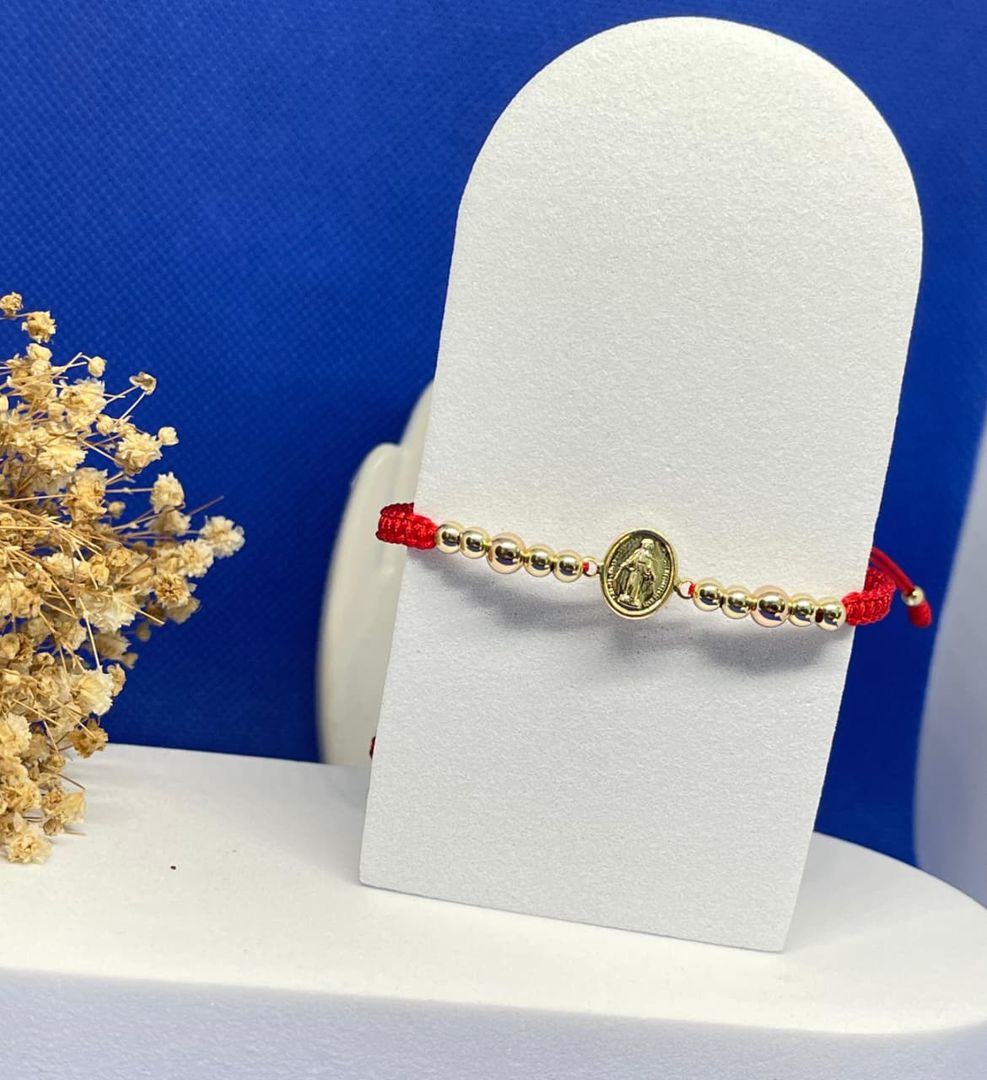 Pulsera virgen milagrosa balin 5mm y 4mm liso