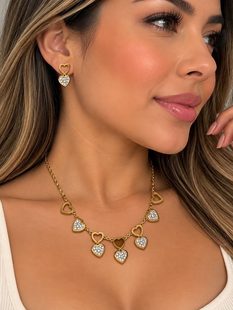 Set collar + aretes acero inoxidable 