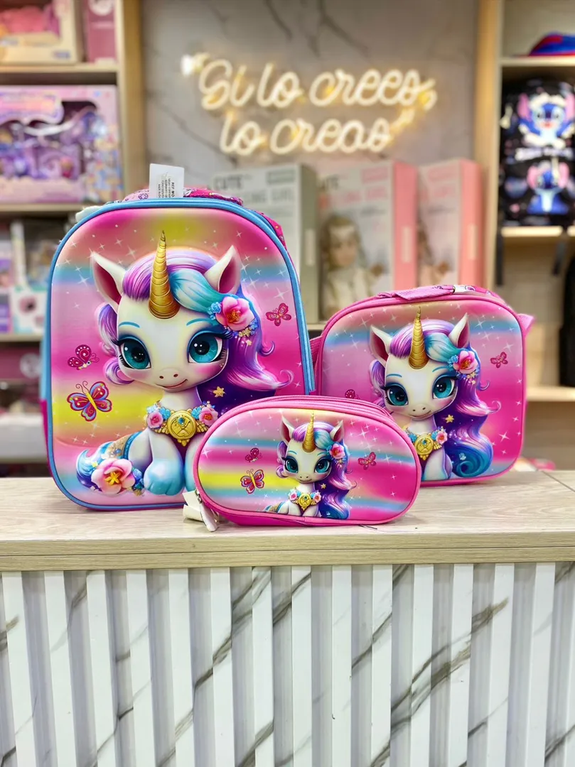 KIT MOCHILA ESCOLAR UNICORNIO
