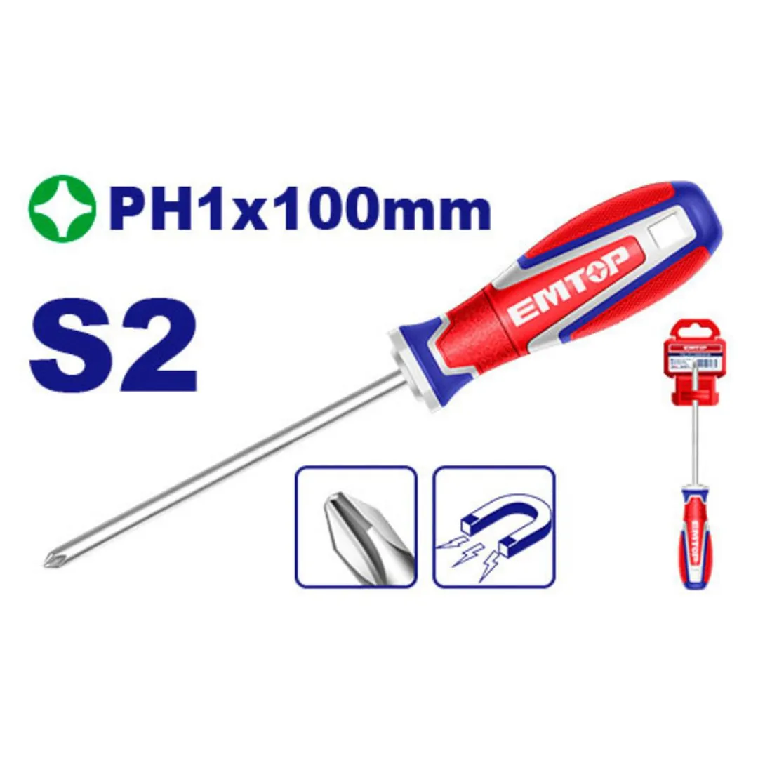 EMTOP DESTORNILLADOR 3/16x4" ESTRIA (PH1x100MM) SUPER EMTOP