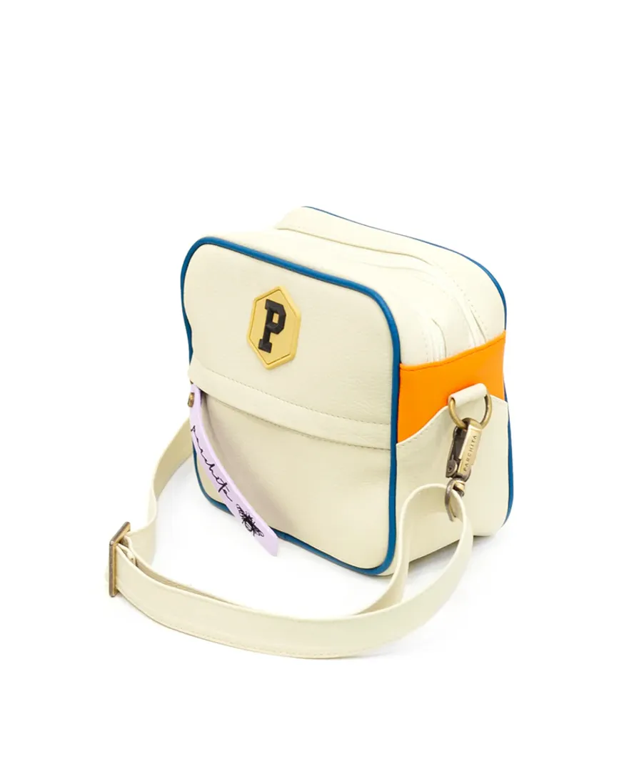 BANDOLERA PANAL BEIGE X MANDARINA