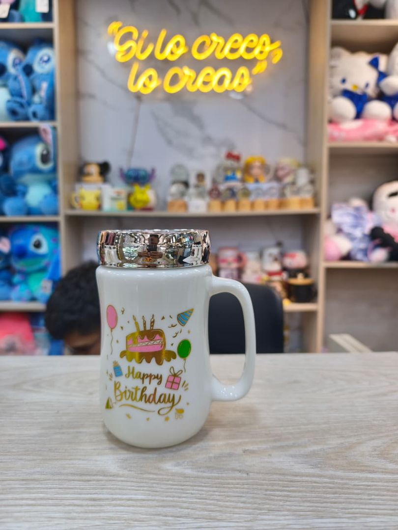 MUG TAPA ESPEJO  FELIZ CUMPLEAÑOS