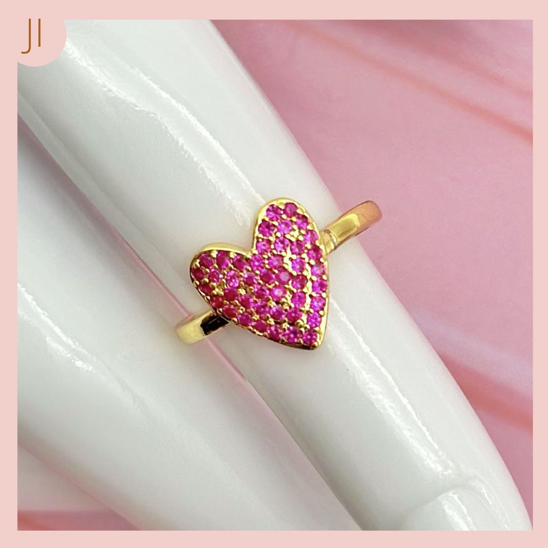 Anillo Corazón Fucsia circonado