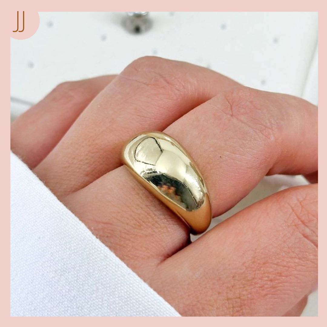 Anillo Liso Chunky en Rodio Dorado