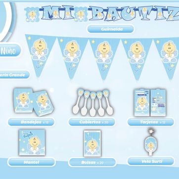 Imagen del producto DECORACIÓN BAUTIZO ANGELITO CALVO AZUL 