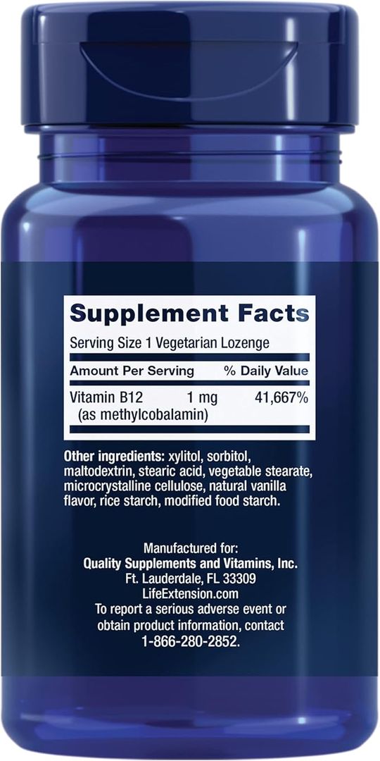 Vitamina B12 Metilcobalamina 1 mg vitamina B para la salud cerebral y la cognición 60cap