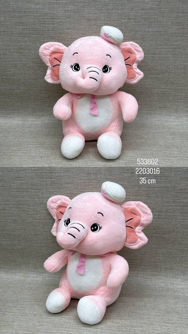 ELEFANTE ROSA CON BOHINA 35 CM