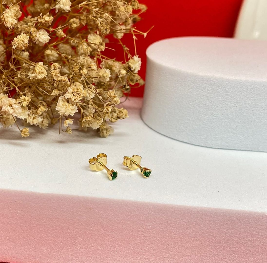 Topos micro circon 2mm verdes rendondos mini