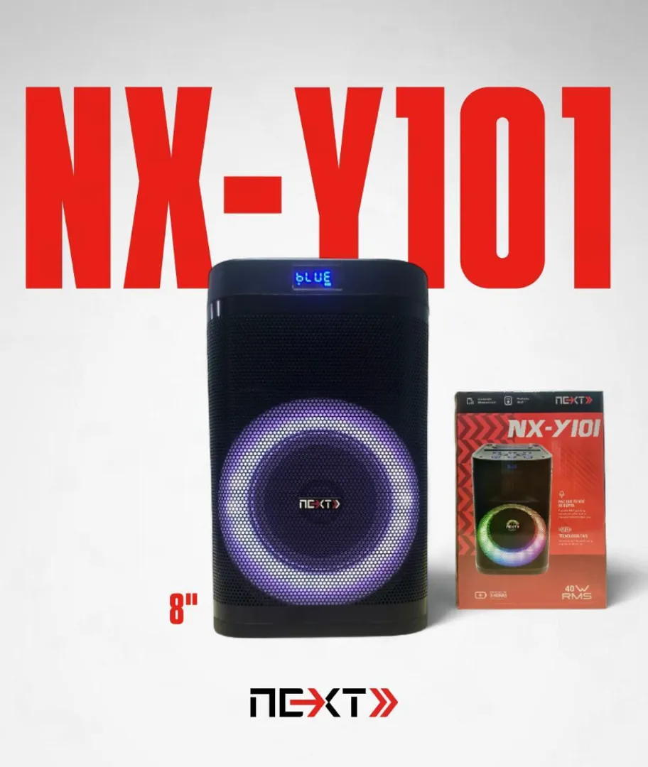CABINA PARLANTE BOCINA NEXT DE 8 LUCES LED NX-Y101 