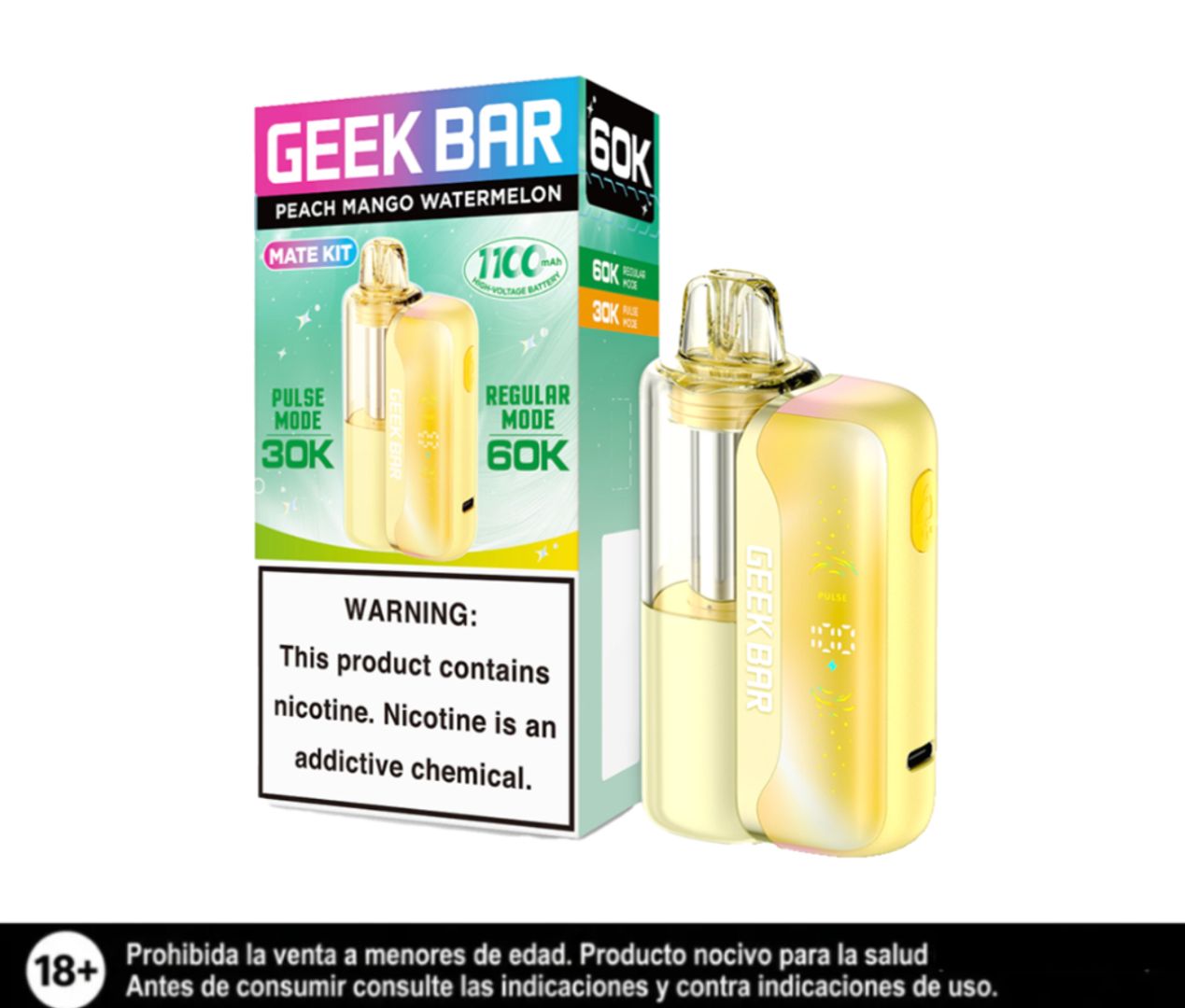 Geek Bar Kit Peach Mango Watermelon 60.000 Puffs Bateria Y Pod