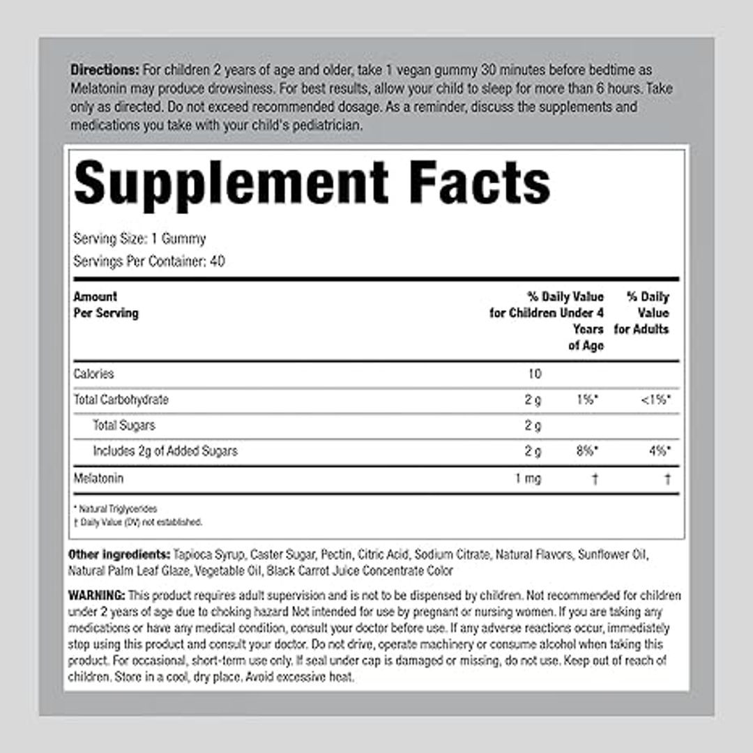 Gomitas de Melatonina para niños de 1 mg | 40 gomitas