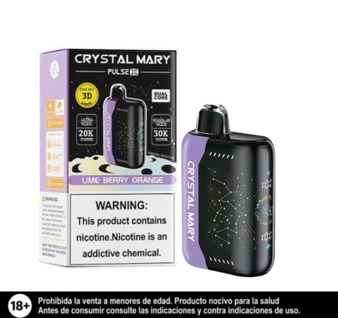 Crystal Mary Lime Berry Orange 30.000 Puffs Pulse X