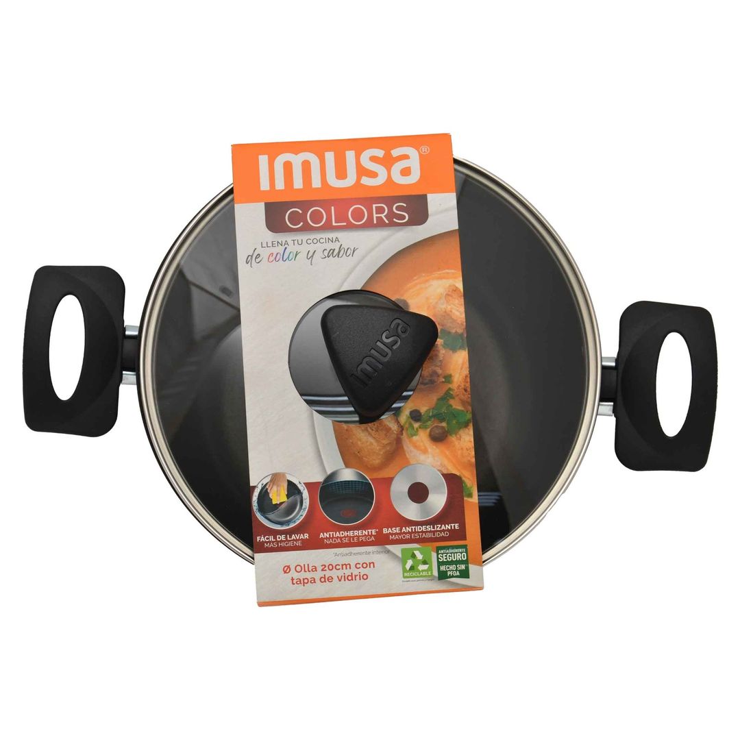 OLLA IMUSA COLORS 20 CM CON TAPA – ROJA