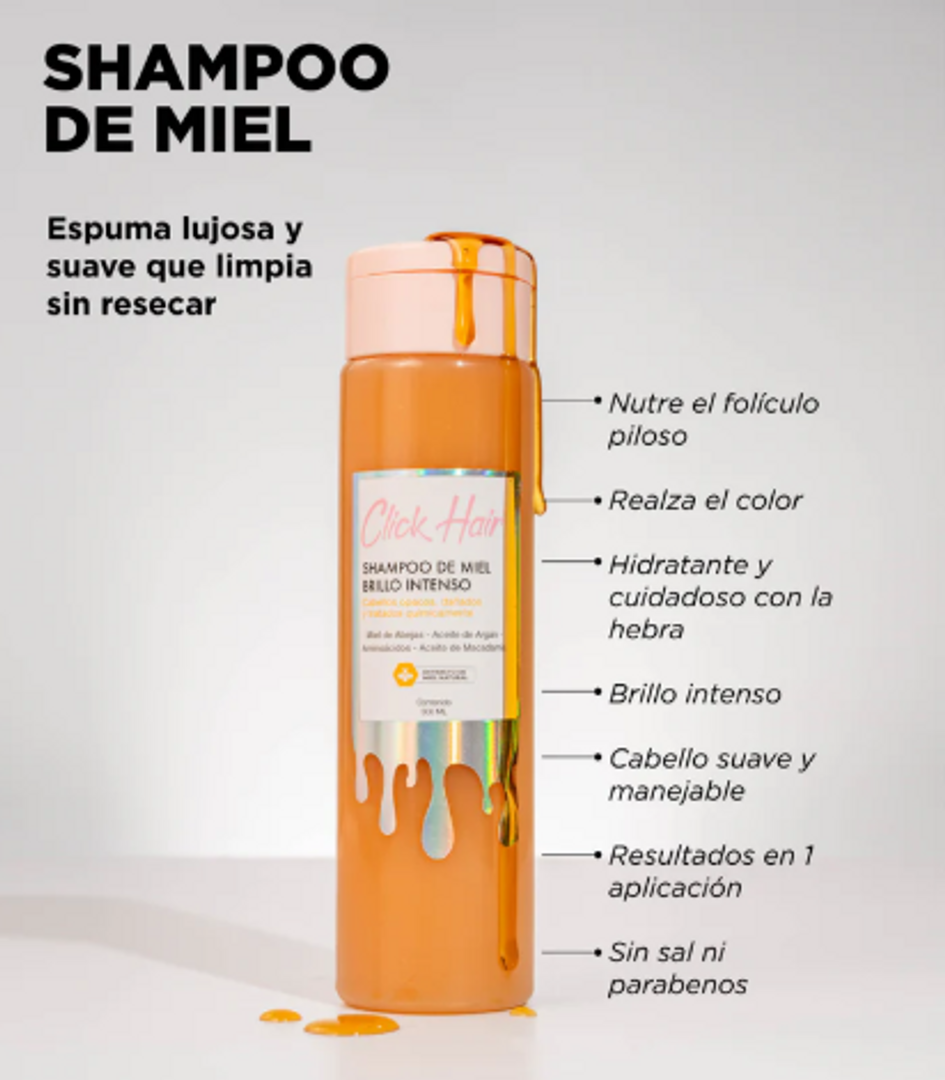 SHAMPOO DE MIEL BRILLO INTENSO CLICK HAIR