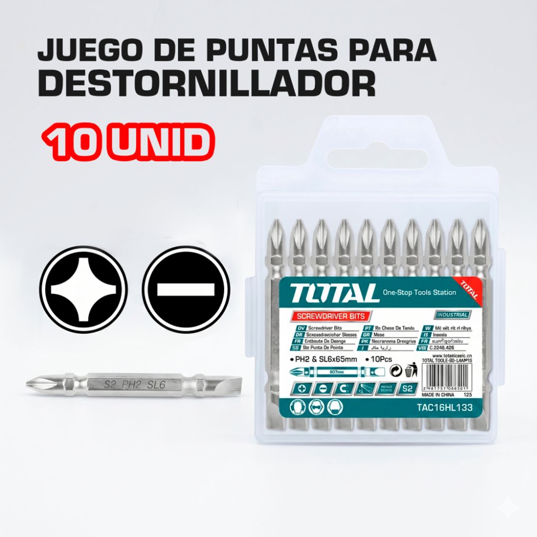 JUEGO DE PUNTAS PARA DESTORNILLADOR 10 UNID