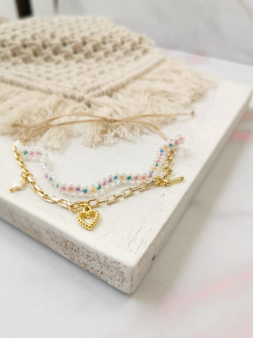 Tobillera doble tejida