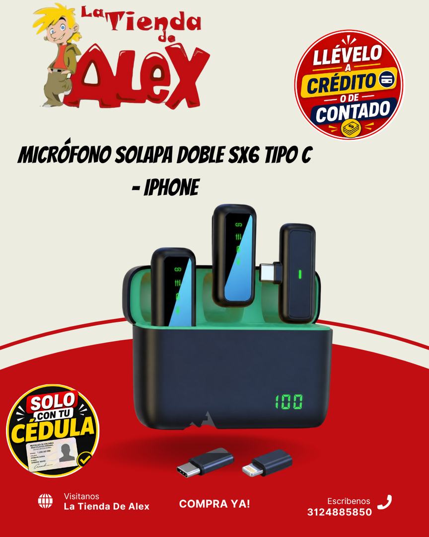 MICRÓFONO SOLAPA DOBLE SX6 TIPO C - IPHONE