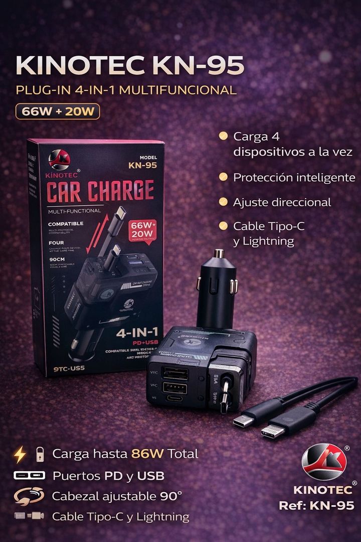 Cargador para Carro 4en1 - KN-95