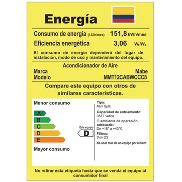 SPLIT MABE 12000 BTU 110V PROMO - imagen 4