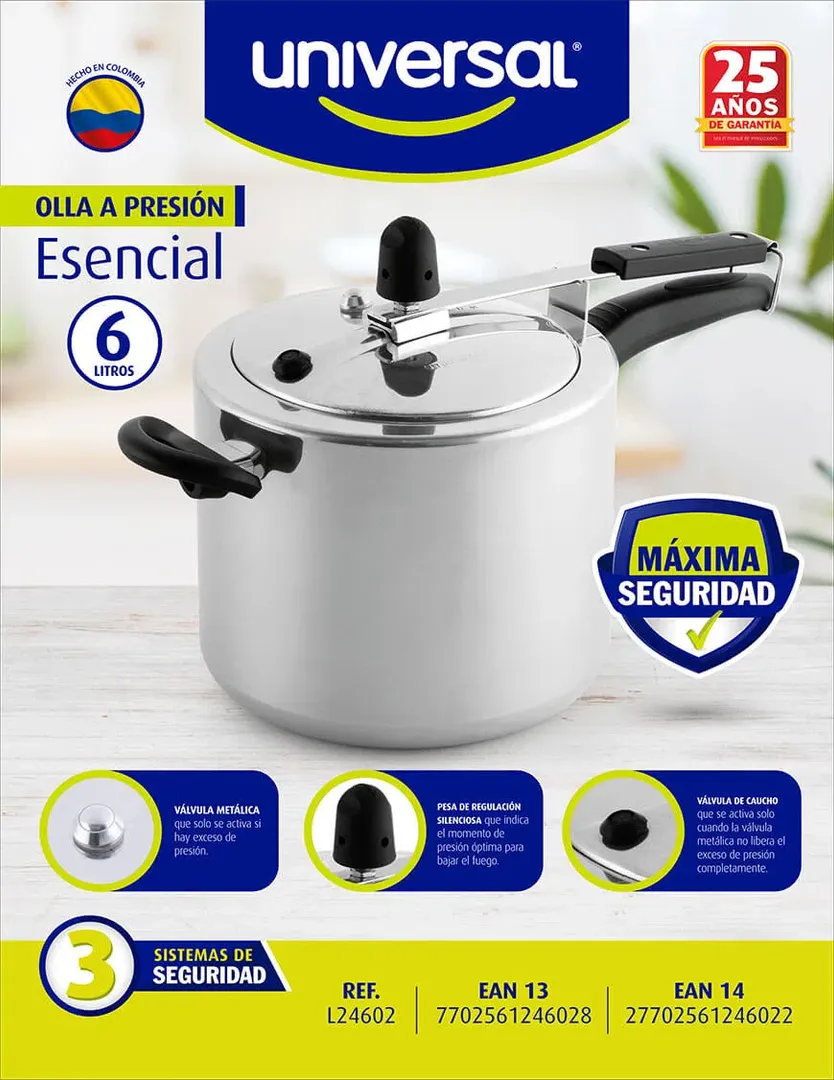  OLLA A PRESION 6L TRADICIONAL RENOVADA 5 SISTEMA SEGURO. UNIVERSAL 