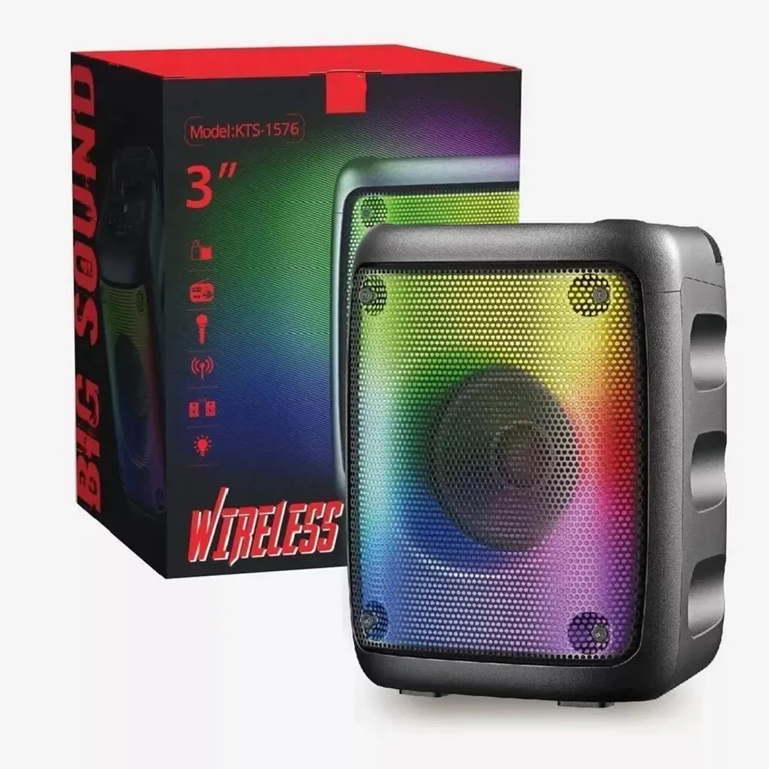 PARLANTE BOCINA PORTATIL BLUETOOTH 3 LUCES LED KTS-1576
