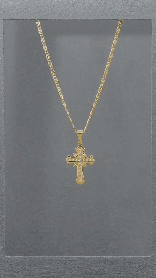 Cadena destello y cruz cristal 