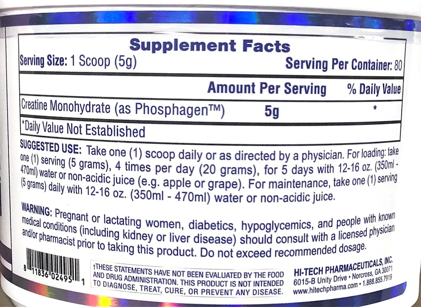 Creatina monohidrato hi tech nutrition