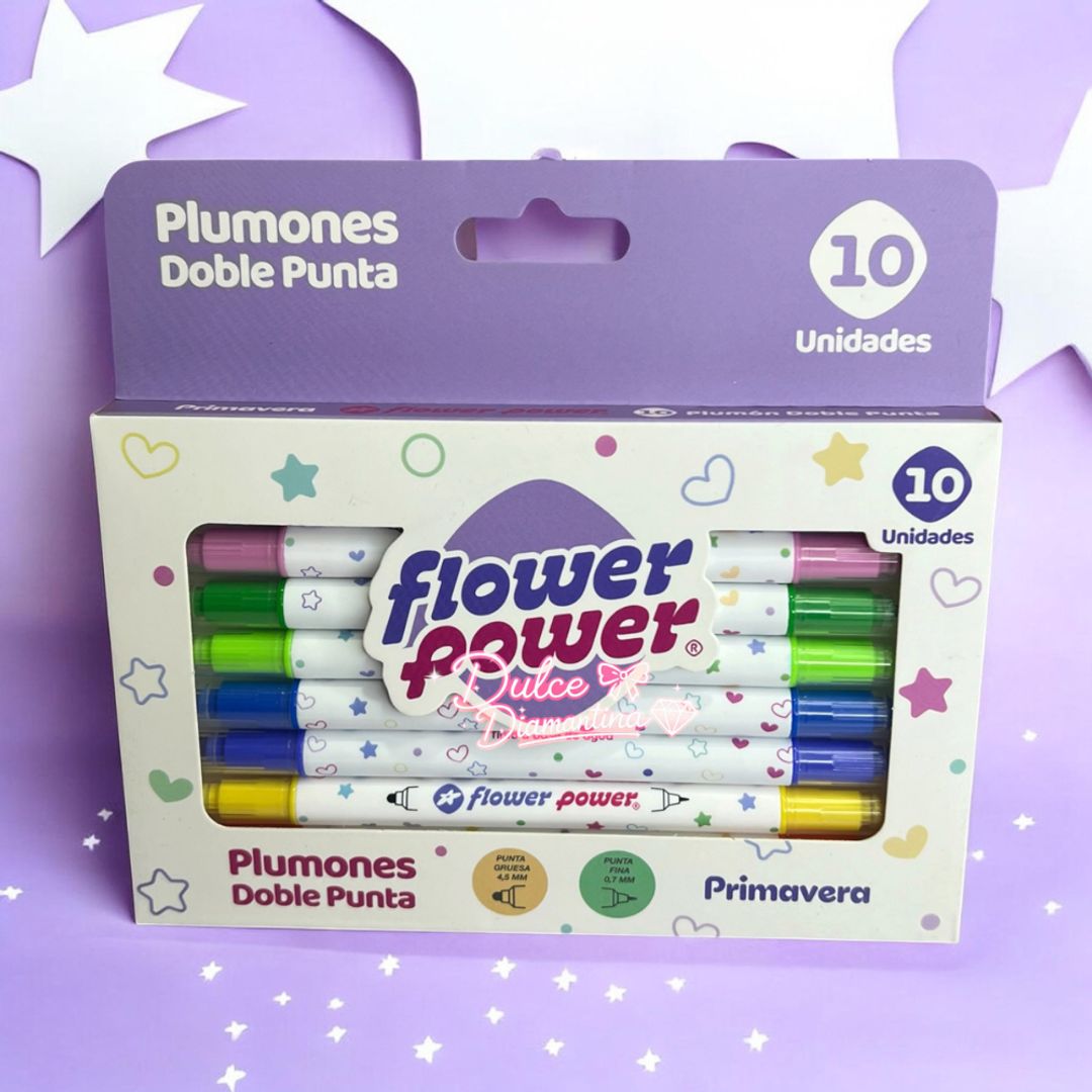 PLUMONES DOBLE PUNTA FLOWER X10