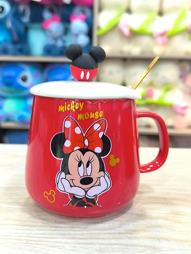 MUG MICKEY ROJO TAPA CERÁMICA