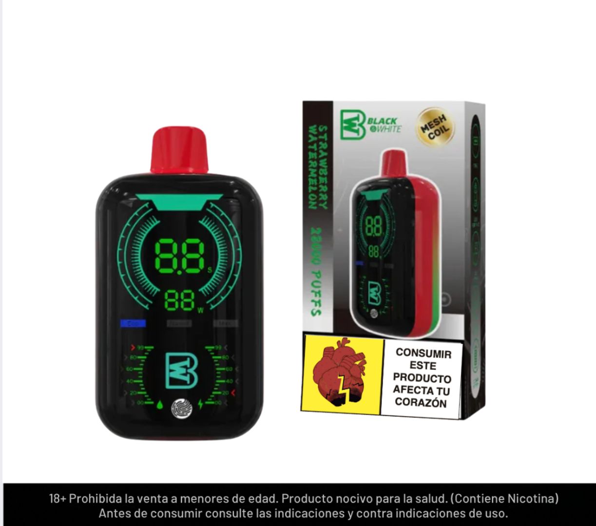 Black And White Strawberry Watermelon 28.000 Puffs