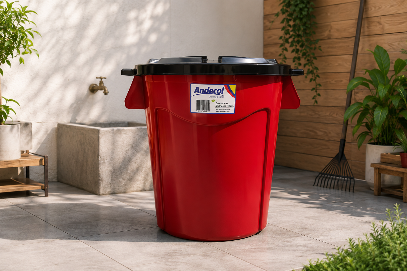 ECOTANQUE 120 LTS ROJO  C/TAPA-A.COL