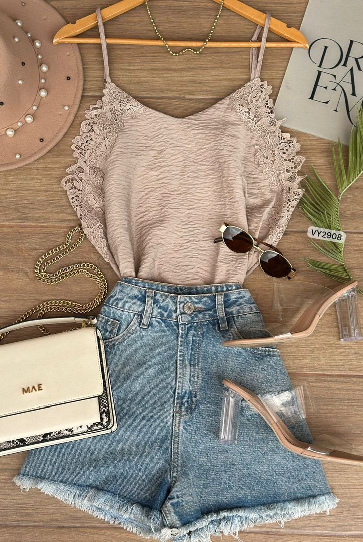 BLUSA TIRAS ENCAJE VY2908