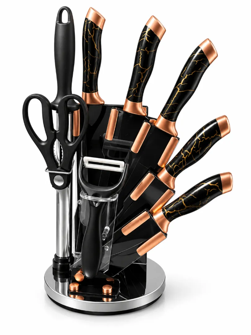 SET DE CUCHILLOS DE COCINA GIRATORIO 9 PCS