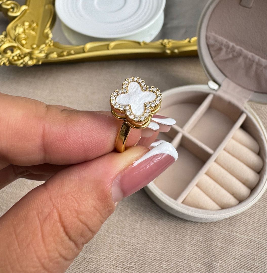 Anillo giratorio van cleef rodio 