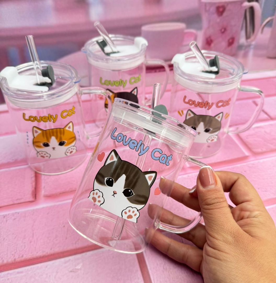Mug en vidrio gatito 