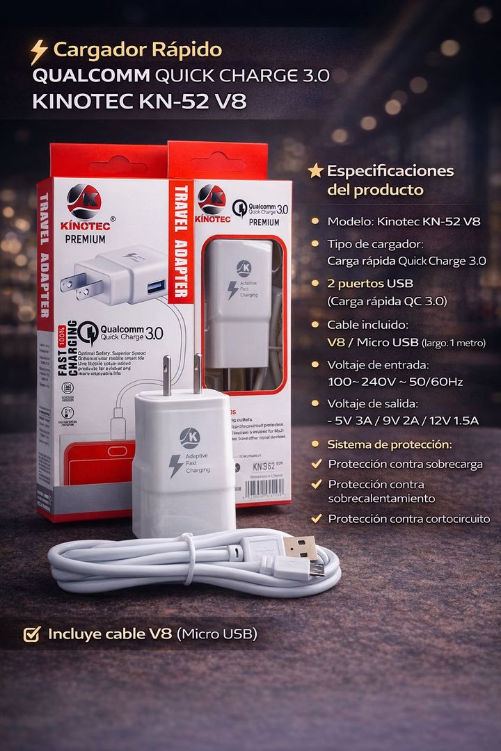 Cargador Kinotec KN-52 V8